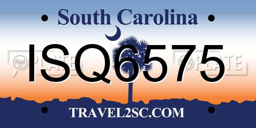 ISQ6575 South Carolina License Plate