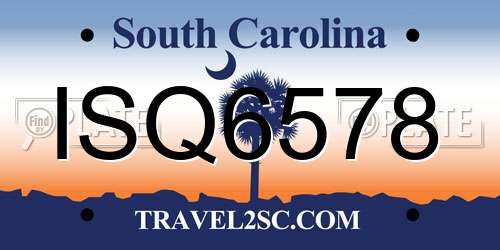ISQ6578 South Carolina License Plate