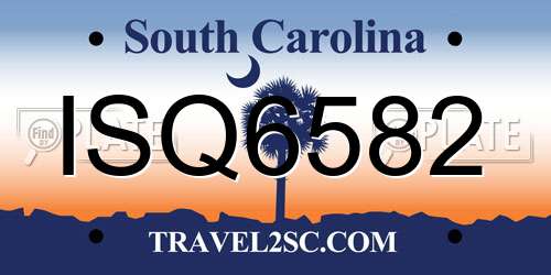 ISQ6582 South Carolina License Plate
