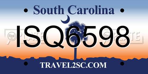 ISQ6598 South Carolina License Plate