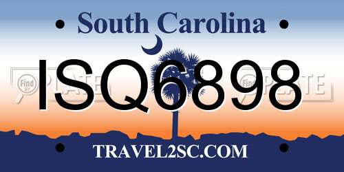 ISQ6898 South Carolina License Plate