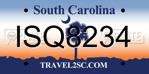ISQ8234 South Carolina License Plate