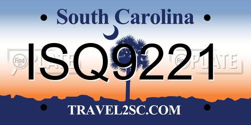 ISQ9221 South Carolina License Plate