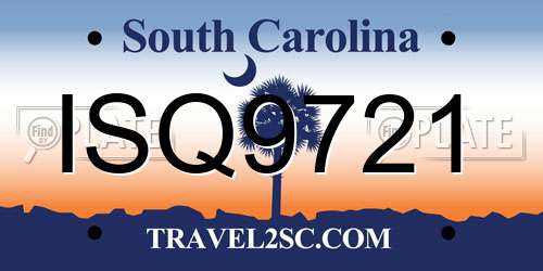 ISQ9721 South Carolina License Plate
