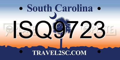 ISQ9723 South Carolina License Plate