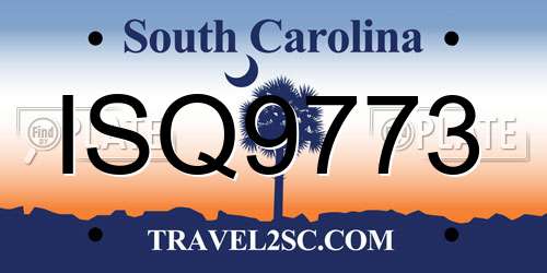 ISQ9773 South Carolina License Plate