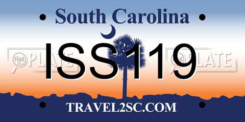 ISS119 South Carolina License Plate