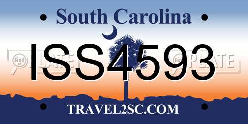 ISS4593 South Carolina License Plate