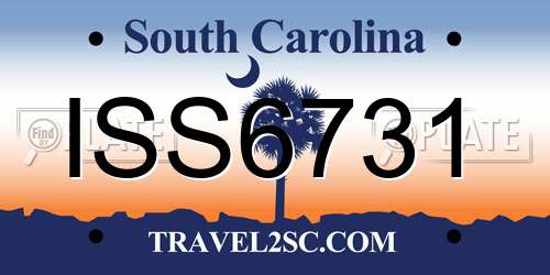 ISS6731 South Carolina License Plate