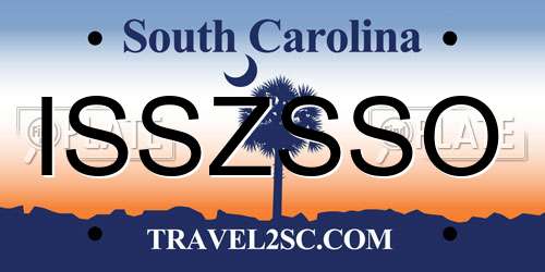 ISSZSSO South Carolina License Plate