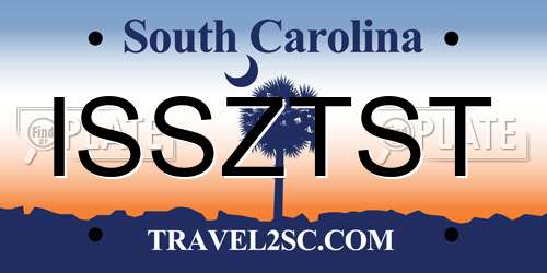 ISSZTST South Carolina License Plate