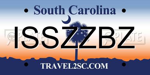 ISSZZBZ South Carolina License Plate