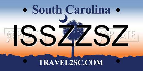 ISSZZSZ South Carolina License Plate
