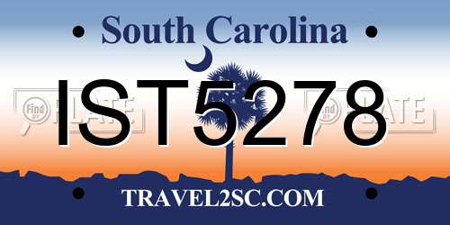 IST5278 South Carolina License Plate