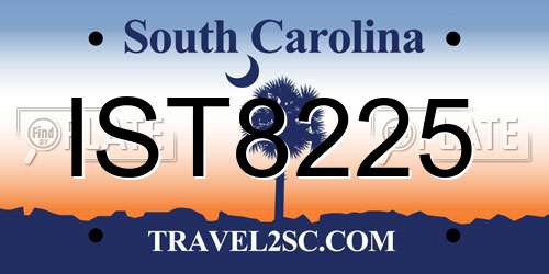 IST8225 South Carolina License Plate