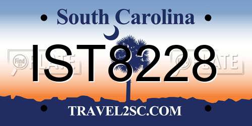 IST8228 South Carolina License Plate