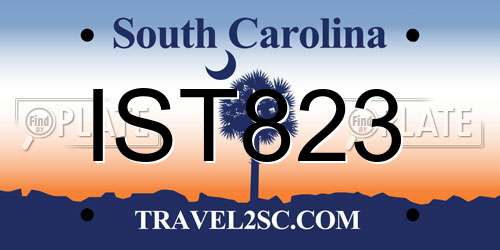 IST823 South Carolina License Plate