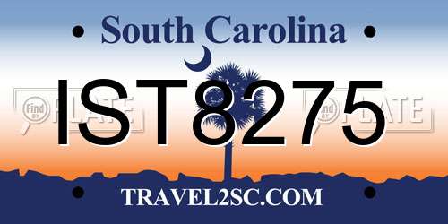 IST8275 South Carolina License Plate