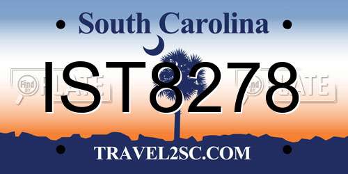 IST8278 South Carolina License Plate