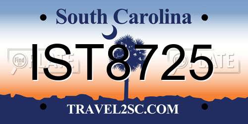 IST8725 South Carolina License Plate