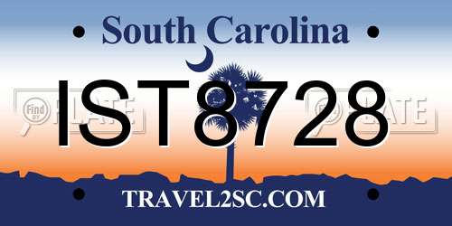IST8728 South Carolina License Plate