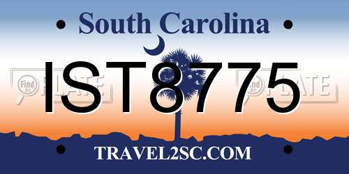 IST8775 South Carolina License Plate
