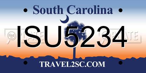ISU5234 South Carolina License Plate