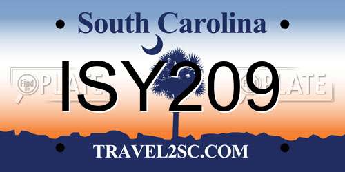 ISY209 South Carolina License Plate
