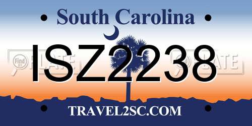 ISZ2238 South Carolina License Plate