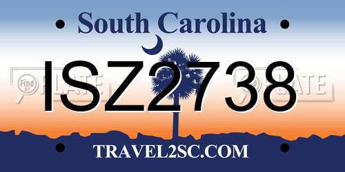 ISZ2738 South Carolina License Plate