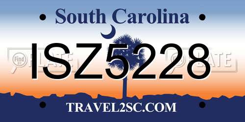 ISZ5228 South Carolina License Plate