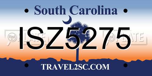 ISZ5275 South Carolina License Plate