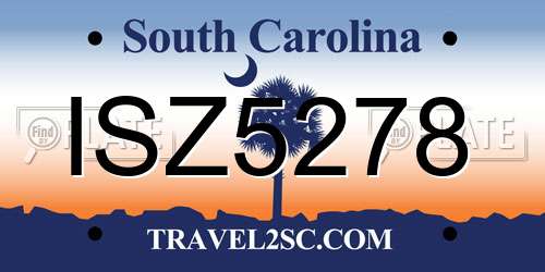 ISZ5278 South Carolina License Plate