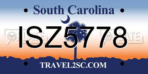 ISZ5778 South Carolina License Plate