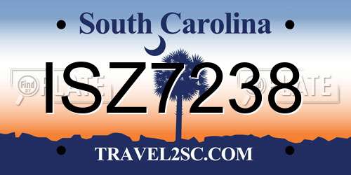 ISZ7238 South Carolina License Plate