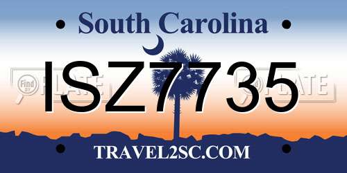 ISZ7735 South Carolina License Plate