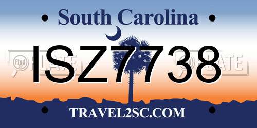 ISZ7738 South Carolina License Plate