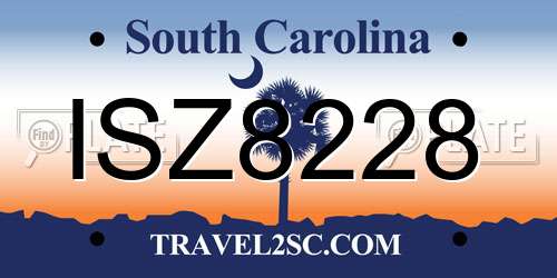 ISZ8228 South Carolina License Plate