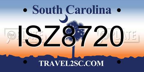 ISZ8720 South Carolina License Plate