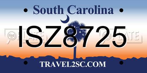 ISZ8725 South Carolina License Plate