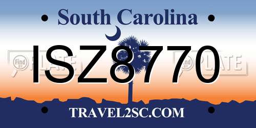 ISZ8770 South Carolina License Plate