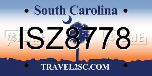 ISZ8778 South Carolina License Plate