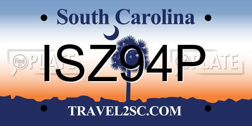 ISZ94P South Carolina License Plate