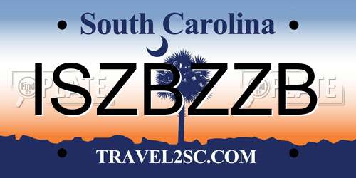 ISZBZZB South Carolina License Plate
