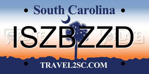 ISZBZZD South Carolina License Plate
