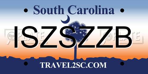 ISZSZZB South Carolina License Plate