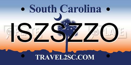 ISZSZZO South Carolina License Plate