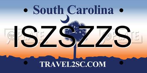 ISZSZZS South Carolina License Plate