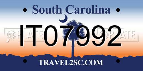 IT07992 South Carolina License Plate