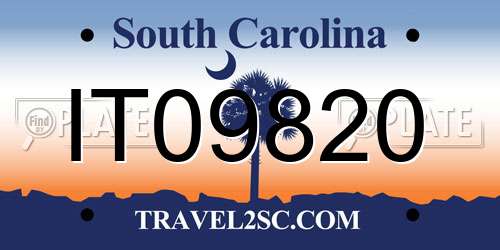 IT09820 South Carolina License Plate